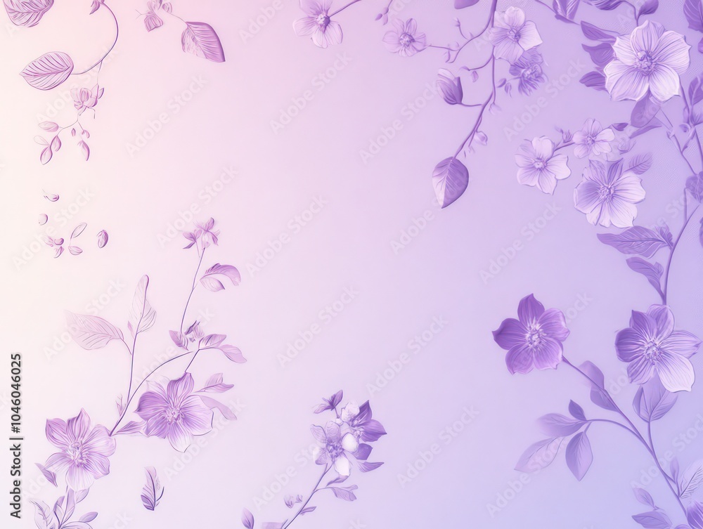 Soft pastel purple wallpaper with a gradient and delicate floral accents Soft pastel purple wallpaper with a gradient and delicate floral accents