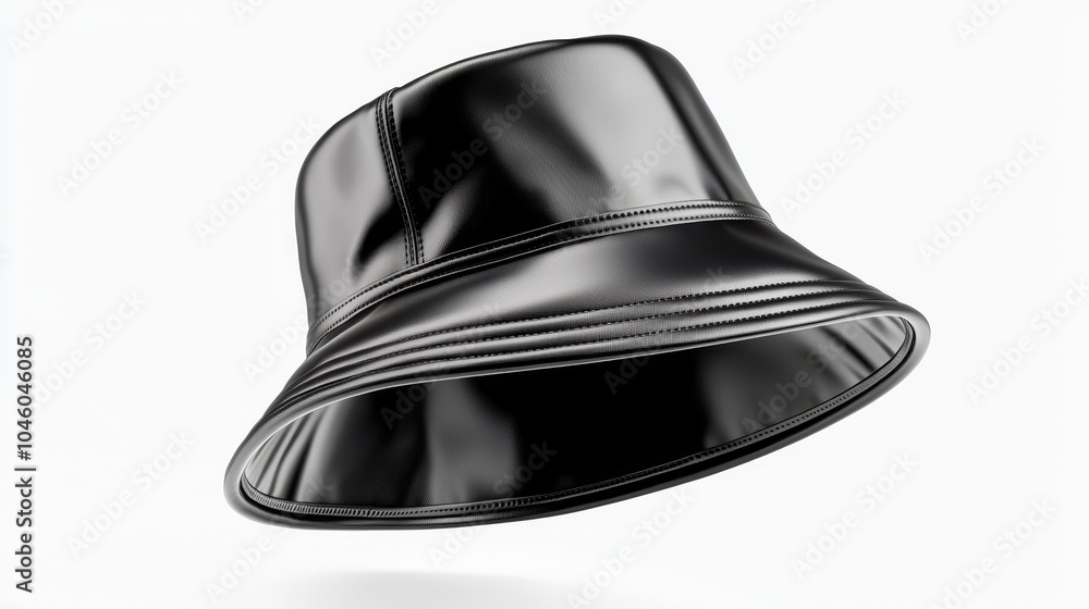Weightless black bucket hat mockup, close-up, floating in air, isolated on white background, perfect for clothing and accessory advertising Weightless black bucket hat mockup, close-up, floating in air, isolated on white background, perfect for clothing and accessory advertising