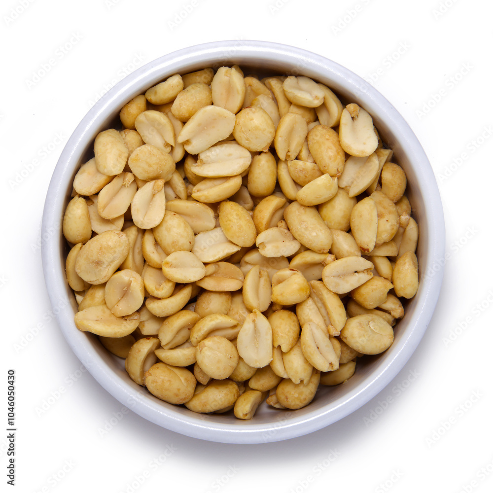 Roasted peanuts in round container Roasted peanuts in round container