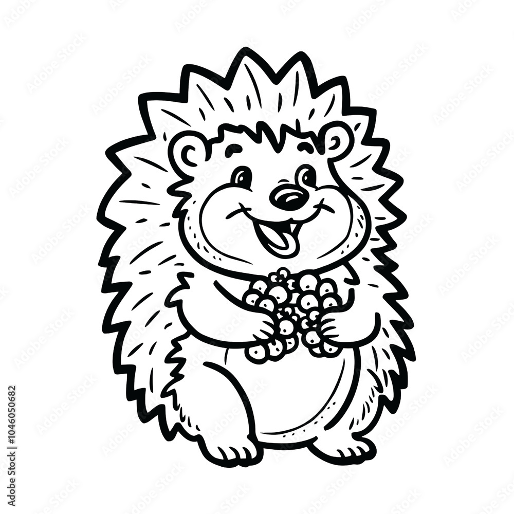 Naklejka premium Hedgehog in the forest coloring page Bold & easy