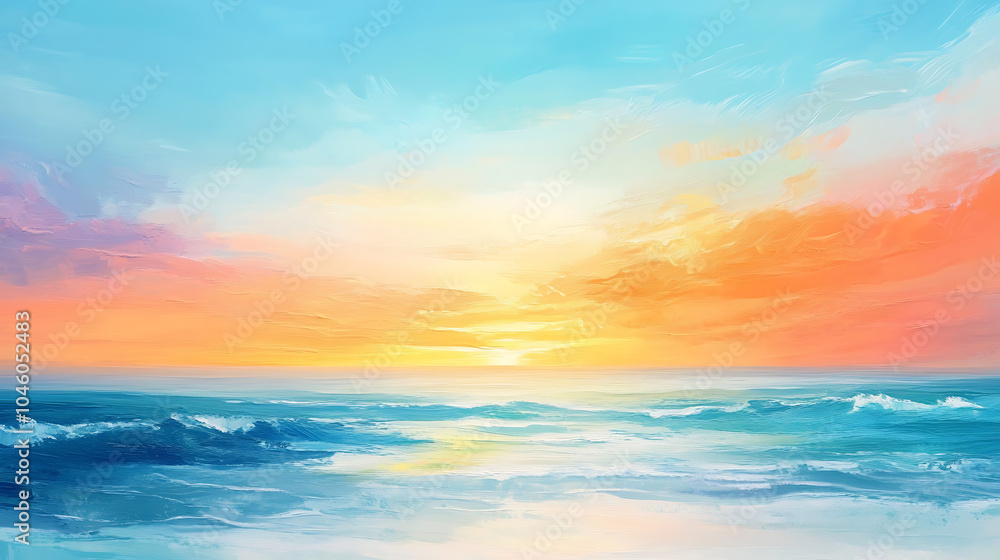 Vibrant sunrise seascape abstract coastal wallpaper with blue sky and sea Vibrant sunrise seascape abstract coastal wallpaper with blue sky and sea