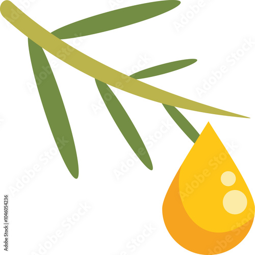 Stylized icon of sea buckthorn branch with a berry dripping oil