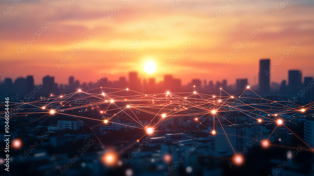 Fototapeta premium Smart City and network connection concept