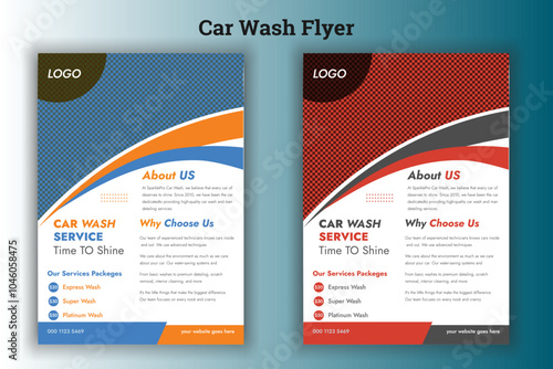 Creative Car Wash Flyer set, Abstract design carwash flyer bundle, Car Detailing, Auto Detailing Flyer, Car Wash poster templates.