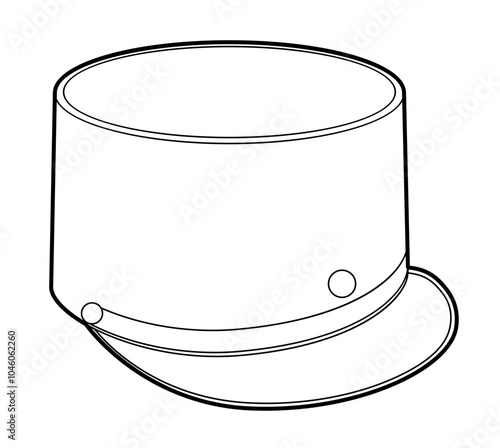Kepi Hat. Head Fashion accessory cap with flap clothing technical illustration. Vector headgear for Men, women, unisex style, flat template CAD mockup sketch outline isolated