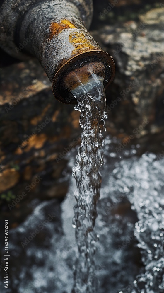 Water Flowing From a Pipe into a Stream Water Flowing From a Pipe into a Stream