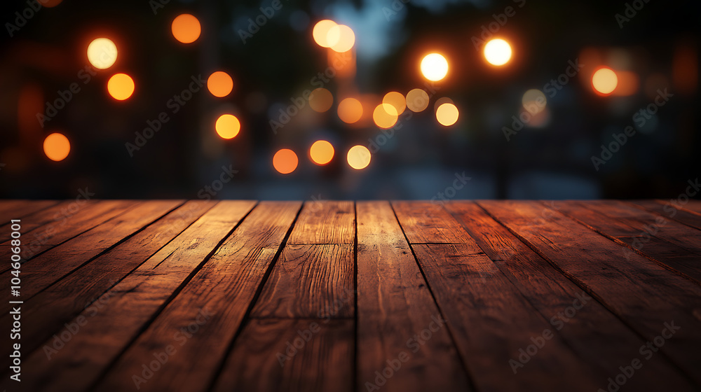 empty brown wooden floor or wood board table with blurred abstract night light bokeh background copy space for display of product or object presentation empty brown wooden floor or wood board table with blurred abstract night light bokeh background copy space for display of product or object presentation