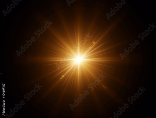 Wallpaper Mural Ethereal Lens Flare and Golden Sunburst on Pitch Black Background with High Contrast and No Visible Light Source Torontodigital.ca