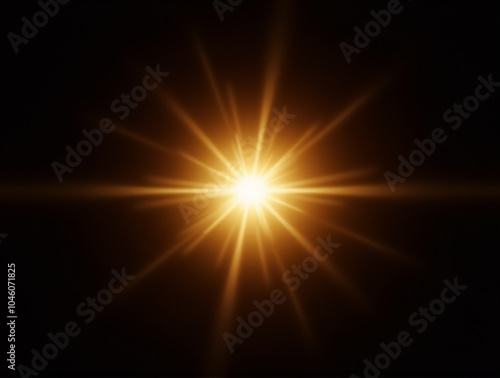 Wallpaper Mural Ethereal Lens Flare and Golden Sunburst on Pitch Black Background with High Contrast and No Visible Light Source Torontodigital.ca