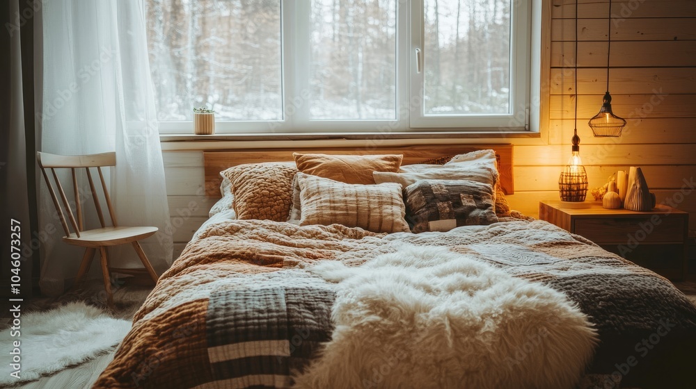 Cozy Minimalist Bedroom with Natural Light and Textiles Cozy Minimalist Bedroom with Natural Light and Textiles