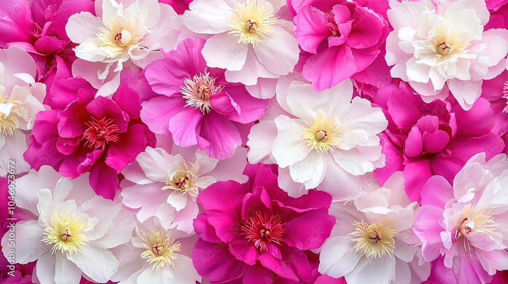 Pink and white flowers in a bed of pink and white flowers on a bed Pink and white flowers in a bed of pink and white flowers on a bed