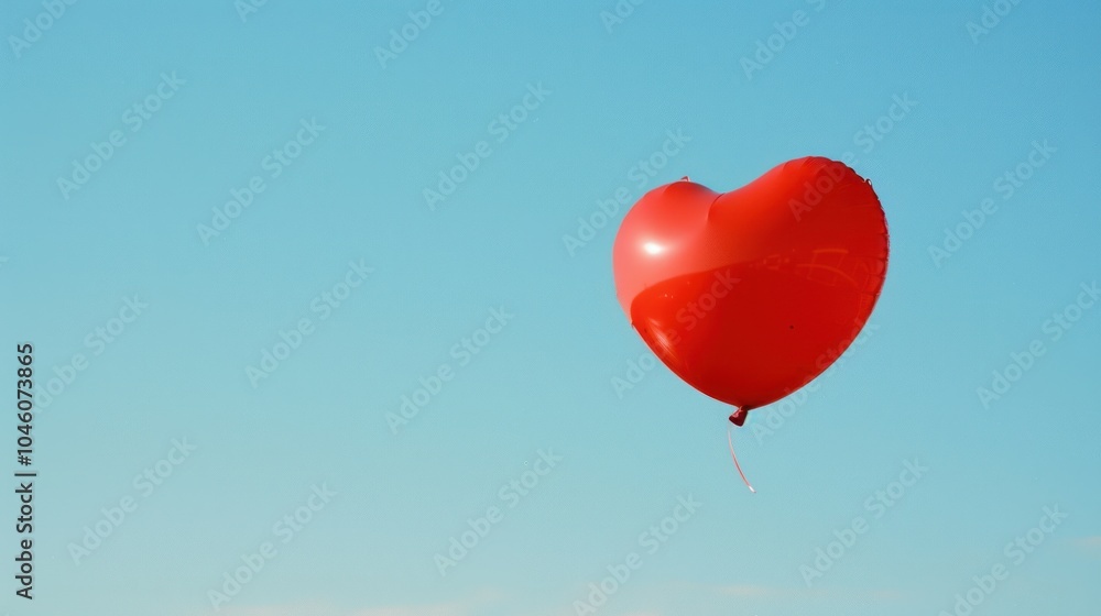 Red Heart Balloon in a Blue Sky Red Heart Balloon in a Blue Sky