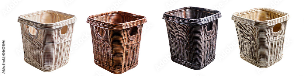 Obraz premium Wicker basket made from natural material isolated on transparent background