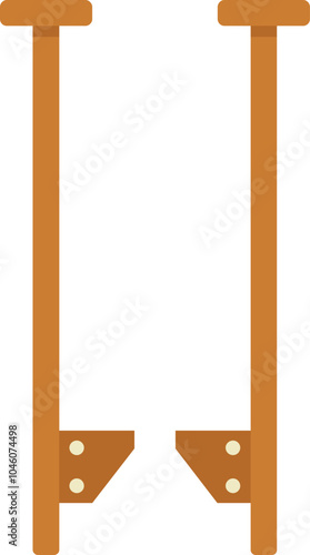 This vector illustration shows a pair of wooden stilts standing tall, ready for an entertainer to use them