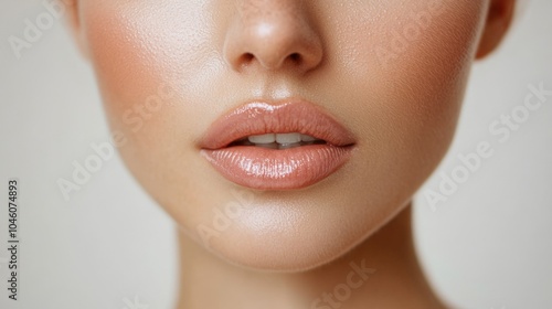 Close-Up of Beautiful Lips and Skin