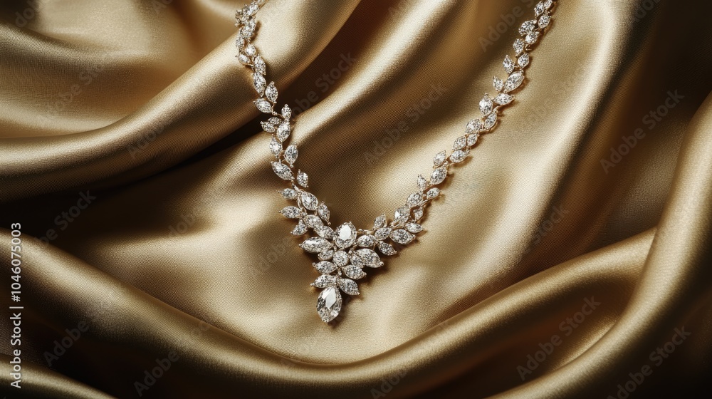 Elegant Necklace on Luxurious Satin Fabric Elegant Necklace on Luxurious Satin Fabric