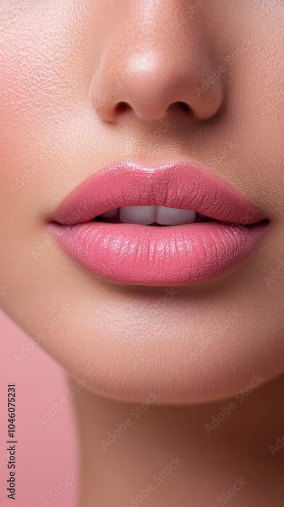 Elegant Close-Up of Pink Lips Elegant Close-Up of Pink Lips