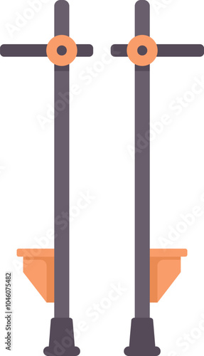 Illustration of a pair of jumping stilts with handles and footrests, often used for recreation and exercise