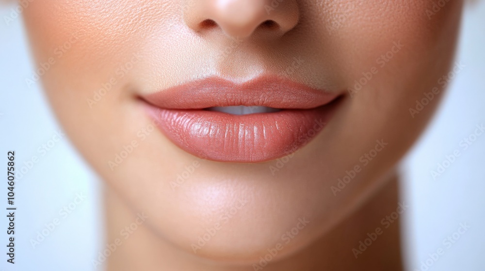 Close-up of Beautiful Lips with Natural Makeup Close-up of Beautiful Lips with Natural Makeup