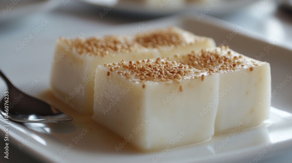 Smooth Dessert with Toppings on a White Plate Smooth Dessert with Toppings on a White Plate