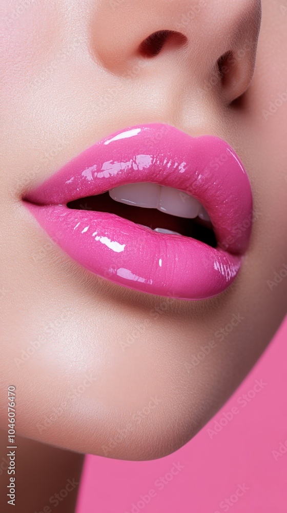 Close-Up of Glossy Pink Lips Close-Up of Glossy Pink Lips