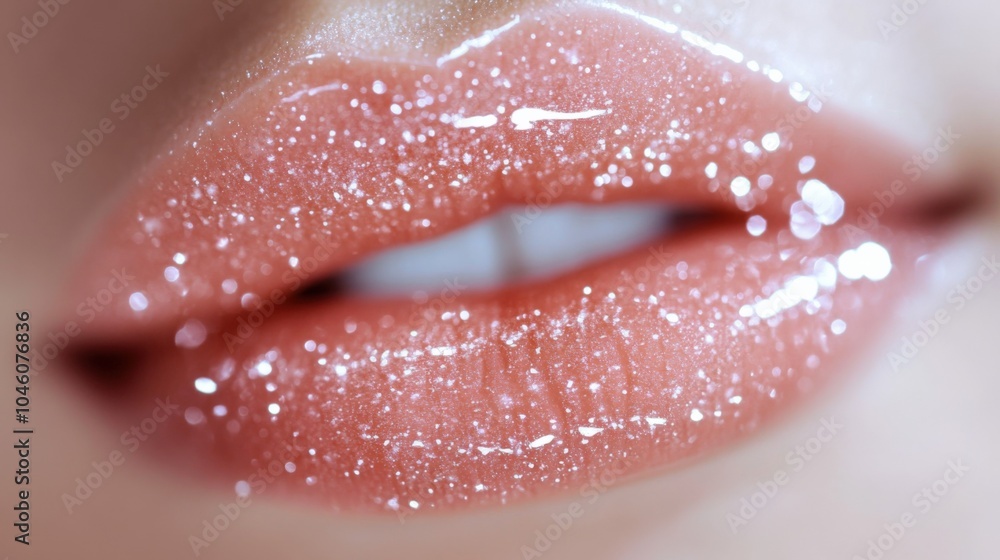 Fototapeta premium Sparkling Glossy Lips Close-Up