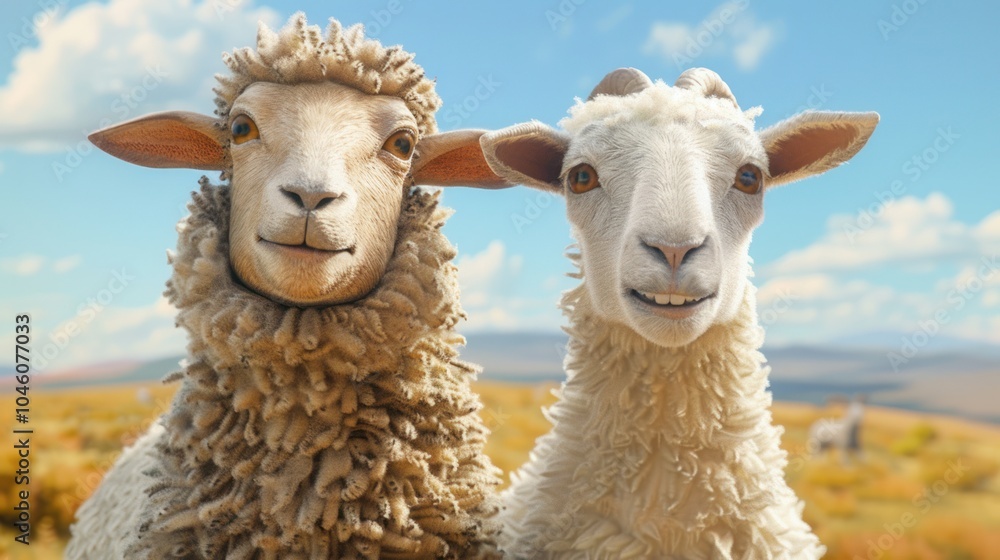 Fototapeta premium Sheep and Goat Portrait