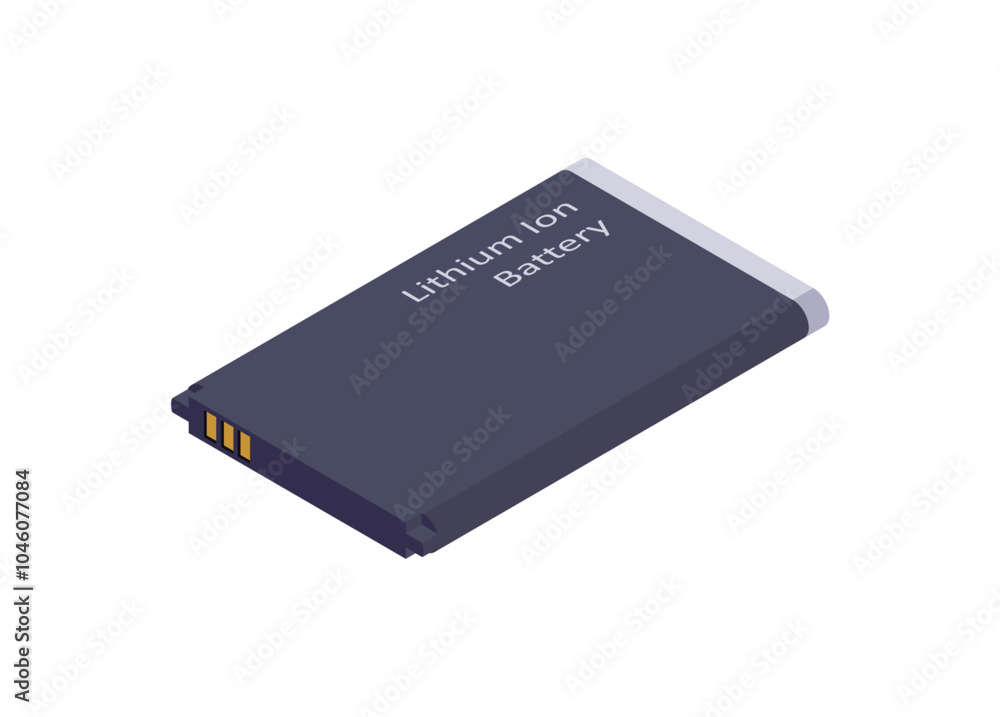 Smartphone lithium ion battery. Simple flat illustration in isometric view. Smartphone lithium ion battery. Simple flat illustration in isometric view.