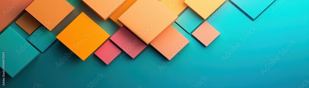 Gradient rectangles with shadows forming a geometric background, top view, modern tech theme, animation style, Complementary Color Scheme Gradient rectangles with shadows forming a geometric background, top view, modern tech theme, animation style, Complementary Color Scheme