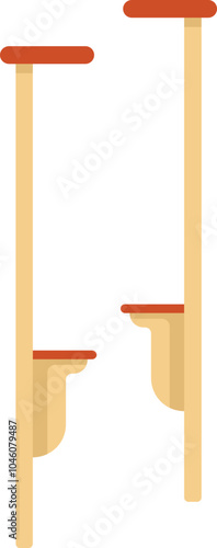 Two wooden stilts stand upright, ready for someone to step up and experience the joy of walking tall