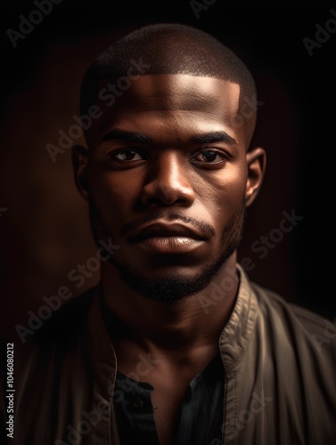 Portrait of a handsome african american man over dark background.