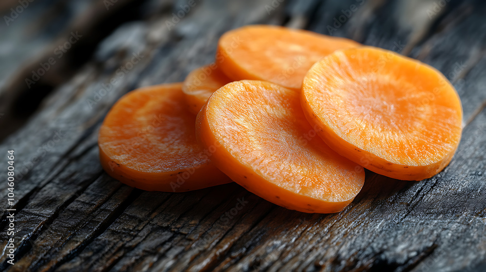 carrot slices isolated on a wooden table carrot slices isolated on a wooden table
