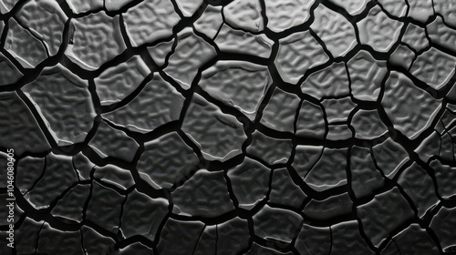 Explore the intricate beauty of shattered black glass, showcasing delicate cracks and a dramatic contrast in texture.