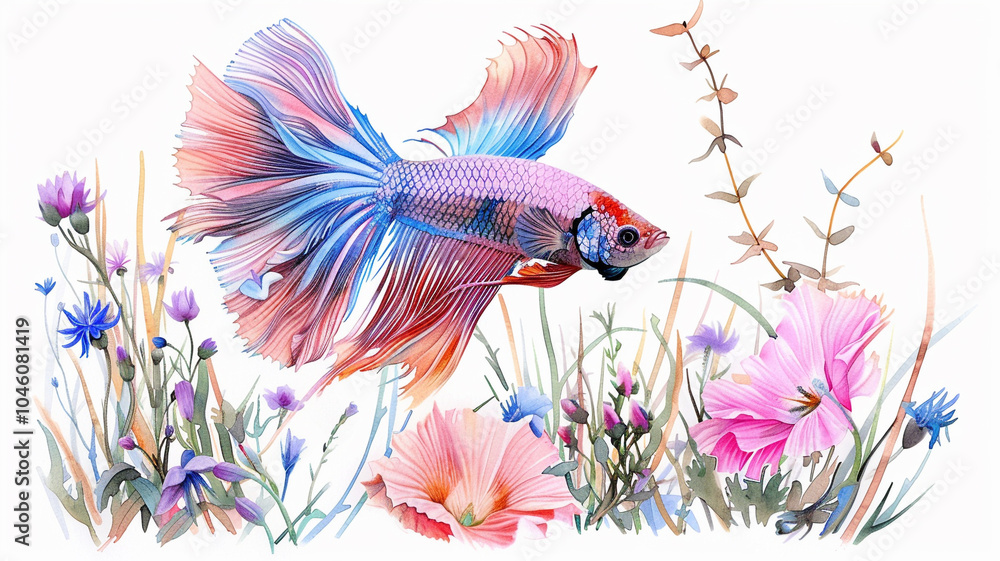 Fototapeta premium アクアリウムと熱帯魚,背景素材,水槽,ペット,飼育,金魚,ベタ