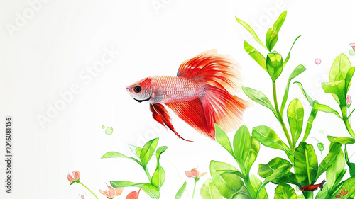 Obraz na płótnie アクアリウムと熱帯魚,背景素材,水槽,ペット,飼育,金魚,ベタ