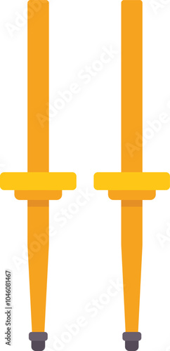 This minimal vector illustration features a pair of yellow stilts, highlighting the concept of balance, height, and playful movement