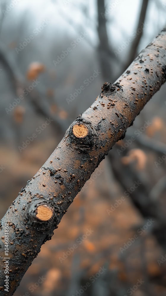Burned Tree Branch: A Close-Up Look at Nature's Resilience Burned Tree Branch: A Close-Up Look at Nature's Resilience