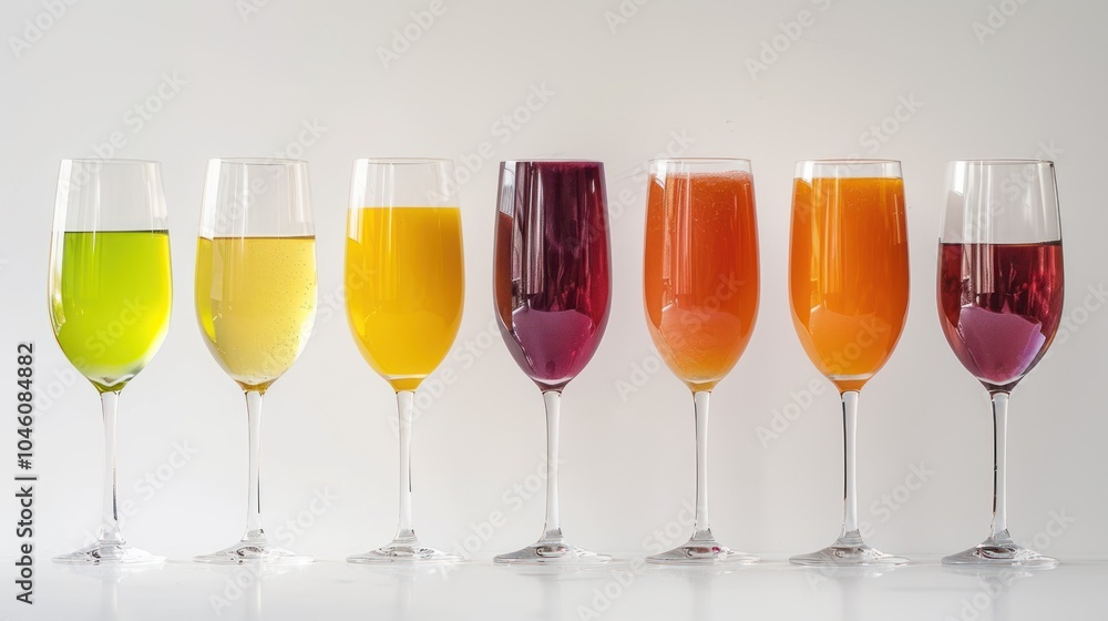 Colorful Drinks in Wine Glasses Colorful Drinks in Wine Glasses