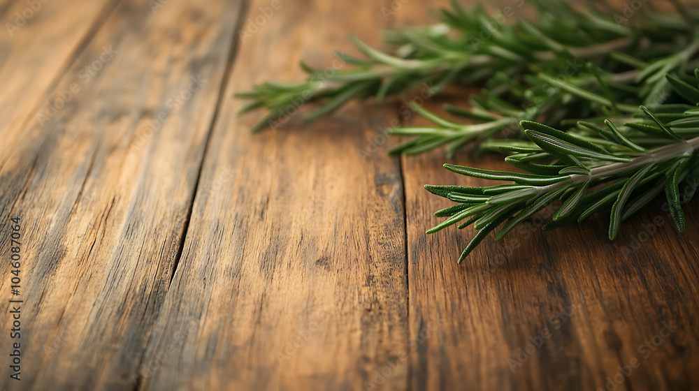 Rosemary isolated on a wooden table Rosemary isolated on a wooden table