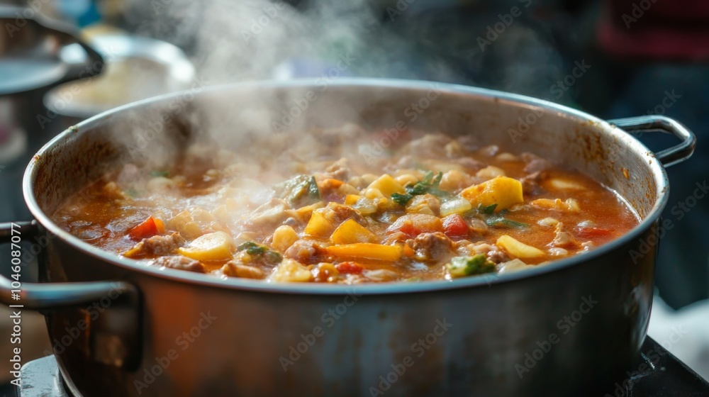Fresh and Flavorful Vegetable Stew Cooking in Pot Fresh and Flavorful Vegetable Stew Cooking in Pot