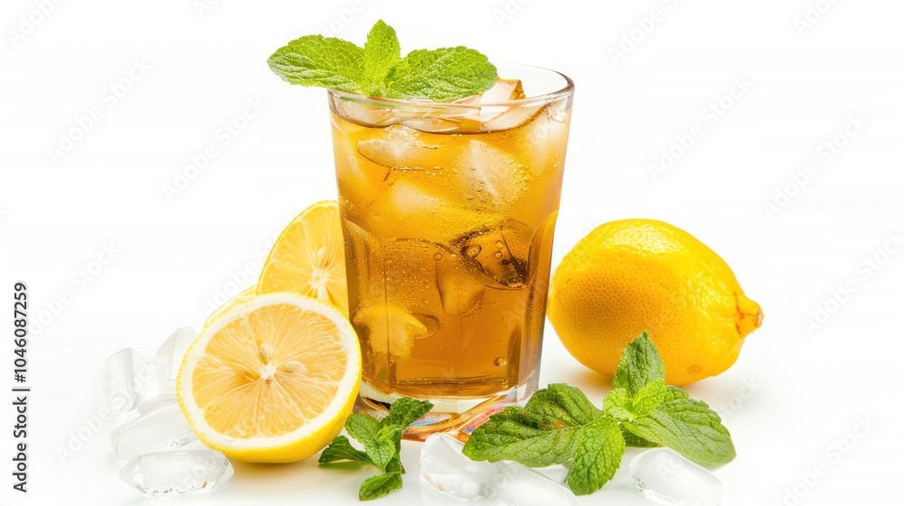 Fototapeta premium Refreshing Iced Tea with Lemon and Mint
