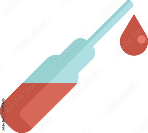 Blood test tube with a drop of blood falling from it, representing a medical laboratory test
