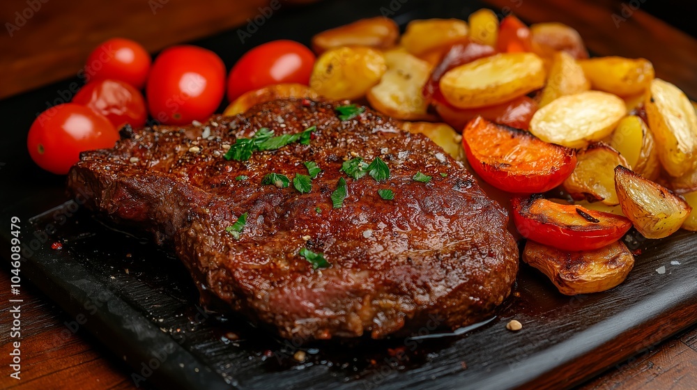grilled beef steak with vegetables grilled beef steak with vegetables