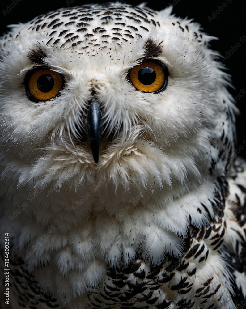 Obraz premium professional photo of a white snow owl in a dark room