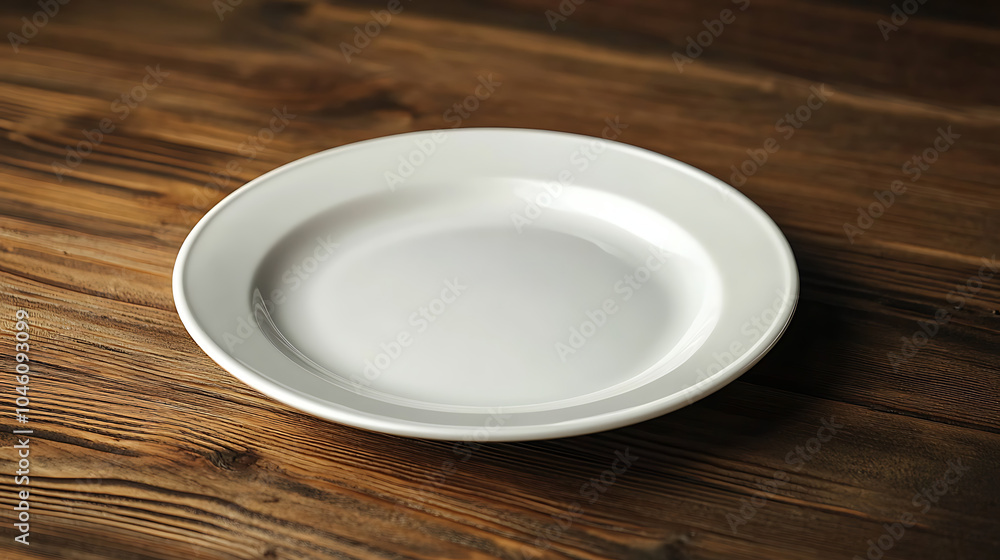Empty plate isolated on a wooden table Empty plate isolated on a wooden table