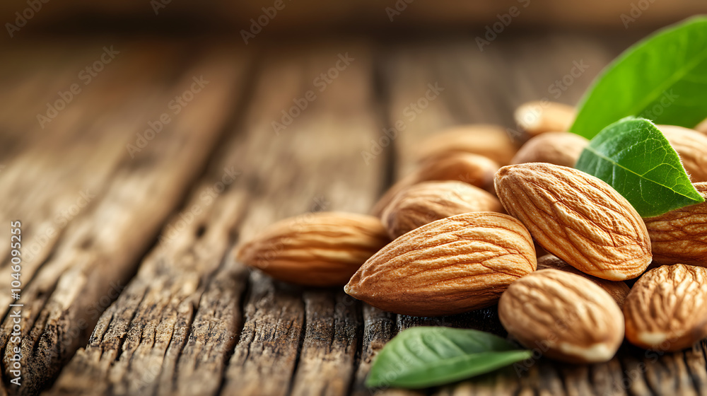 Almond Nuts isolated on a wooden table Almond Nuts isolated on a wooden table