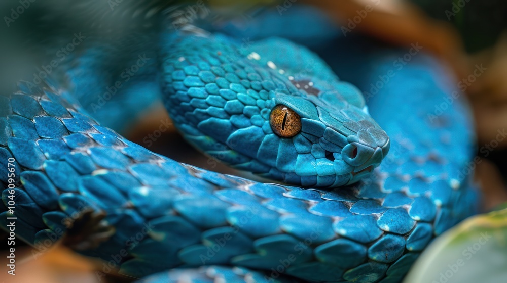 Fototapeta premium Close-up of a Blue Viper Snake