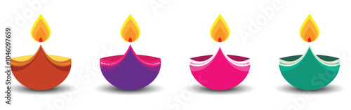 Happy diwali candle light. Diya colorful rangoli diwali diya festivals in india. Diwali celebration template