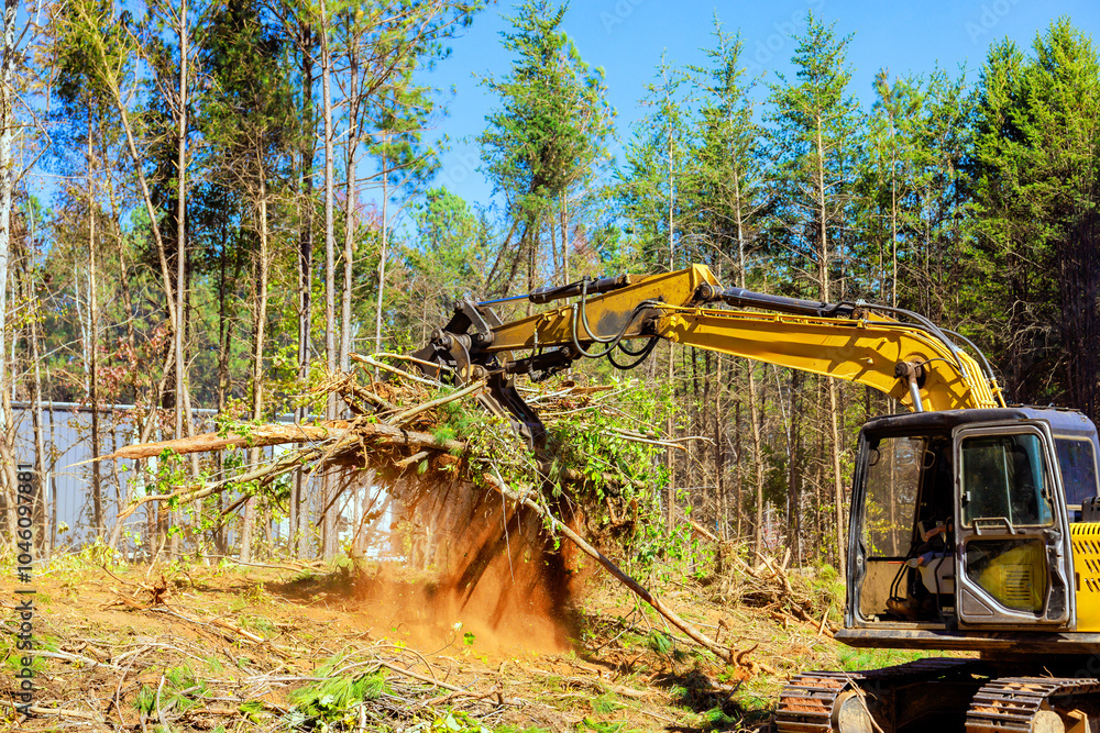 Uprooting trees when preparing land for construction