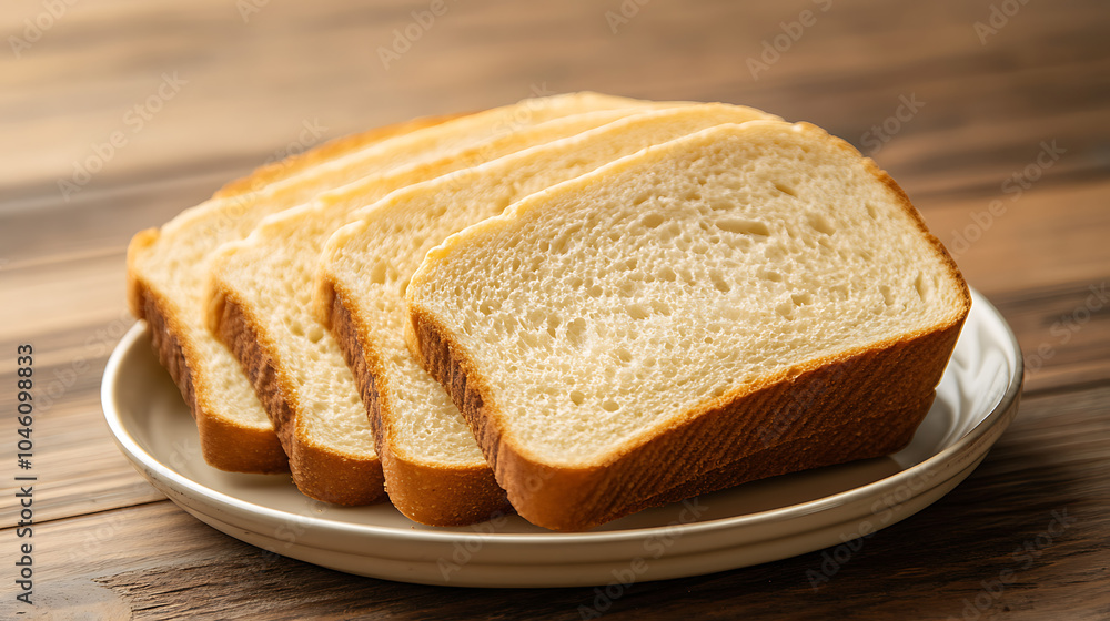 sliced bread in plate isolated on a wooden table sliced bread in plate isolated on a wooden table